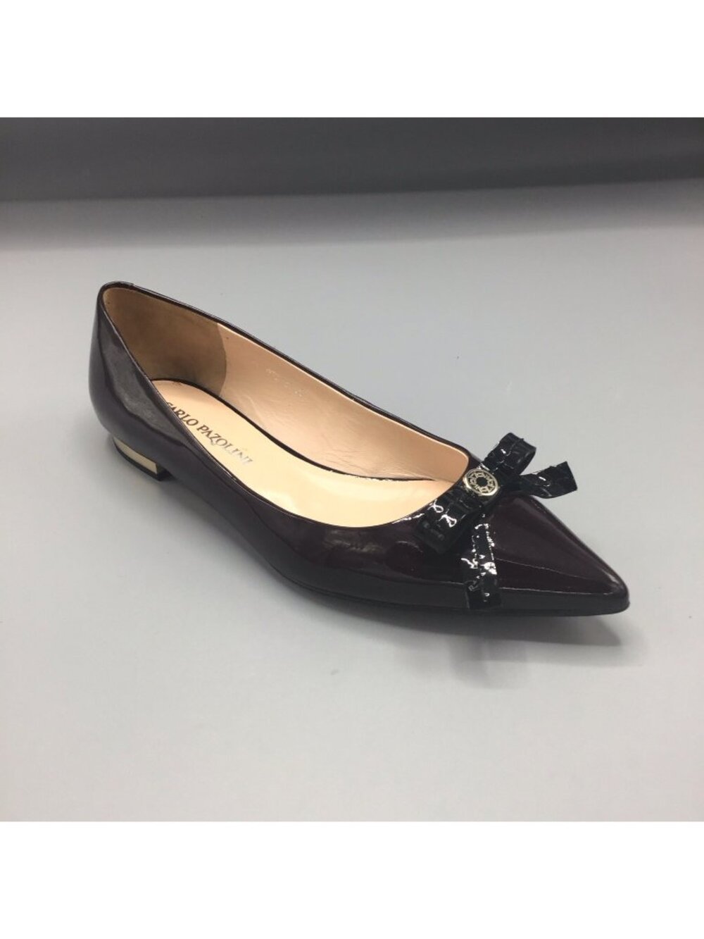 Carlo Pazolini Bow Accent Burgundy  Patent Leather Flats, Sz 36